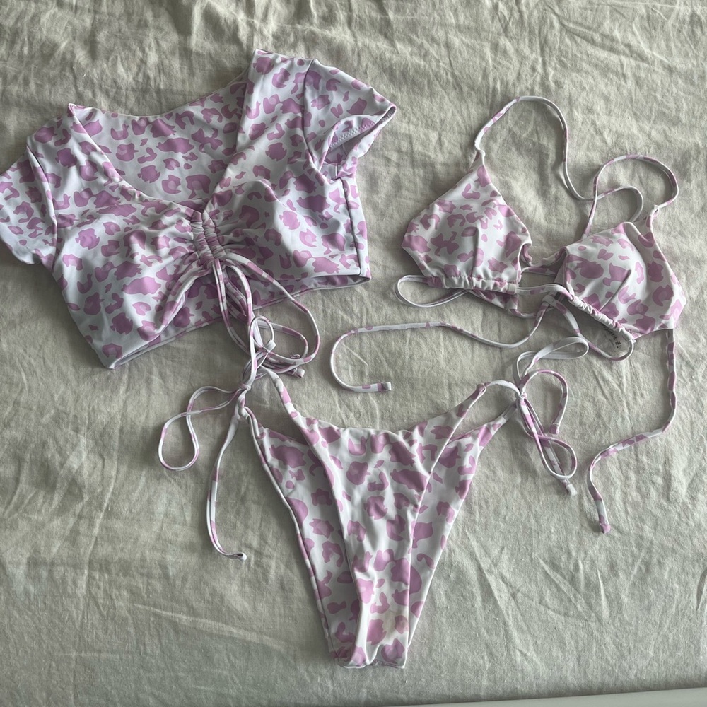 Pink Leopard Print Bikini Set